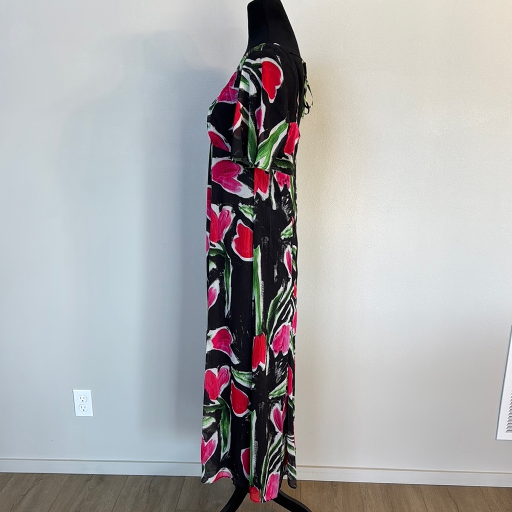 Pink and White Floral Maxi Sundress with 3/4 Sleeves - Picture 7 of 10